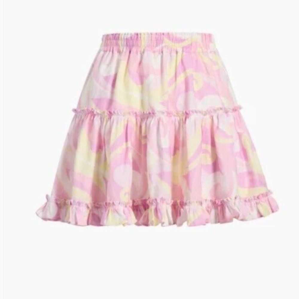 Hill House The Paz Linen Mini A Line Skirt Candy Kaleidoscope Pink Yellow M